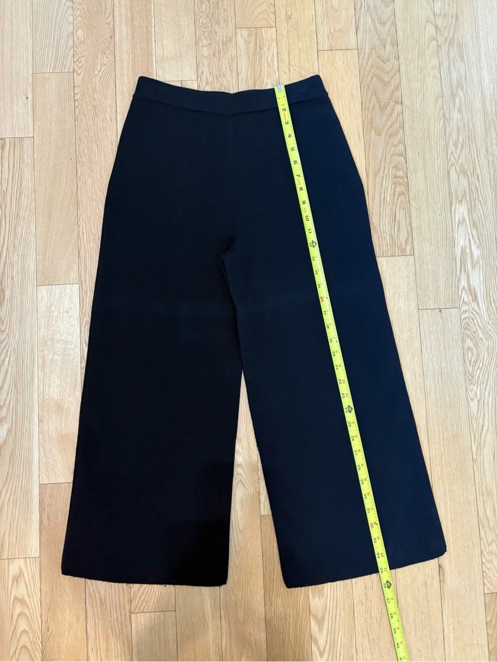 J.Crew Wide Leg Sweater Pants Black S BA401 Cropped High Rise Knit Pull On Cozy
